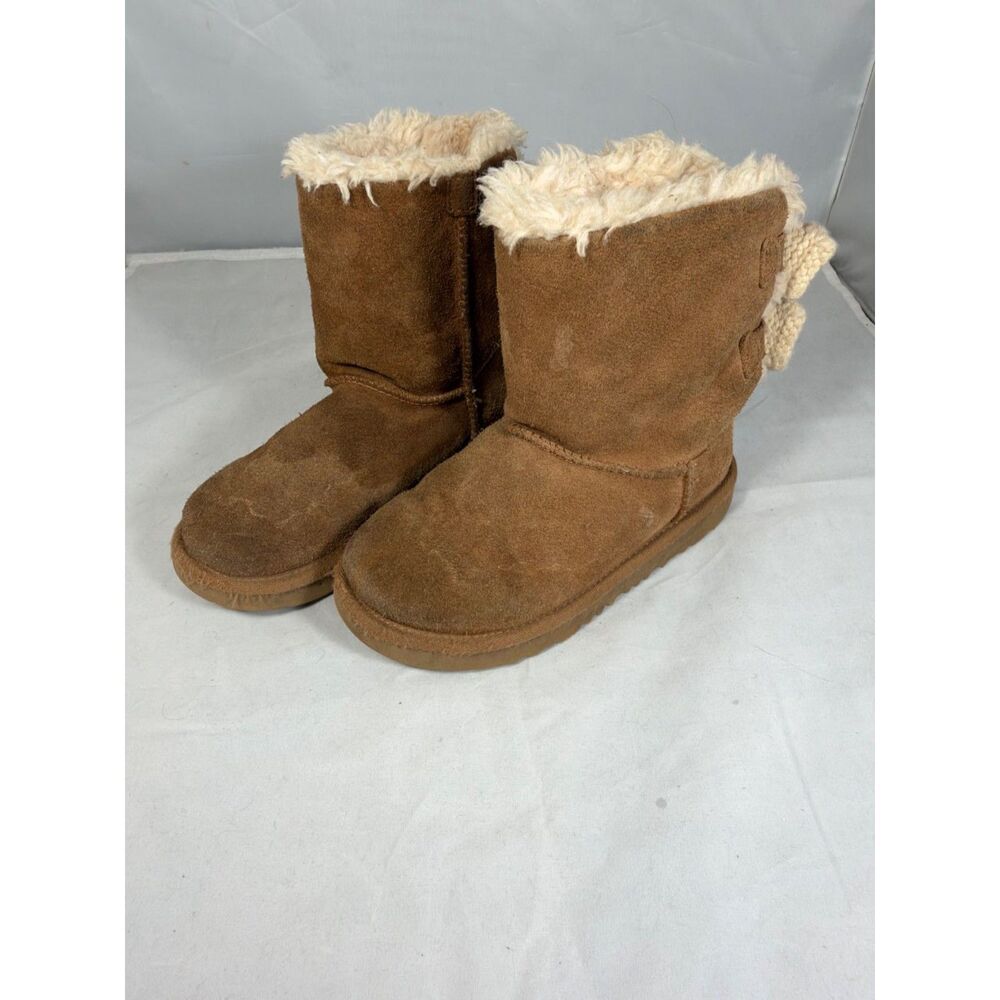 UGG Kids Brown Knit Bow Lined Ankle Boots US 13 1153640K